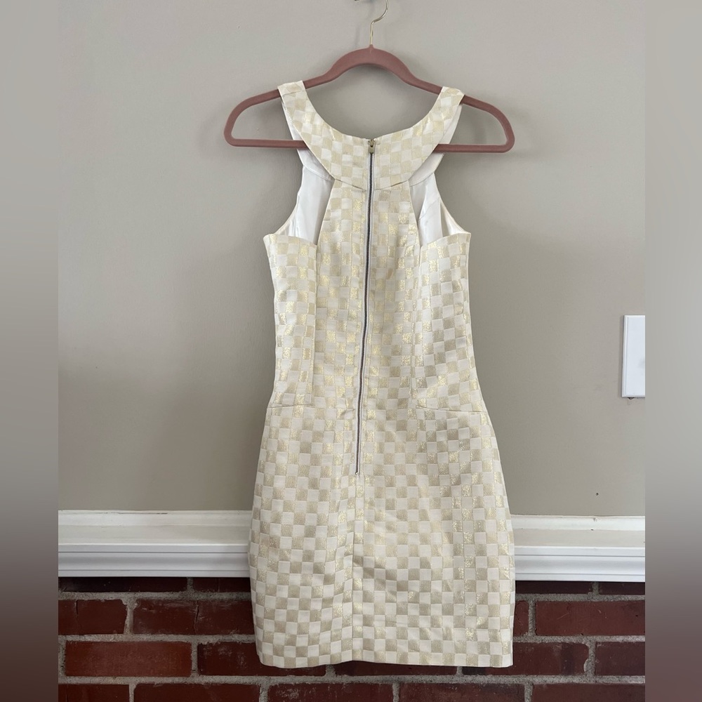 Lilly Pulitzer Jepson Gold Checkered Dress in Size 4 - Picture 3 of 5